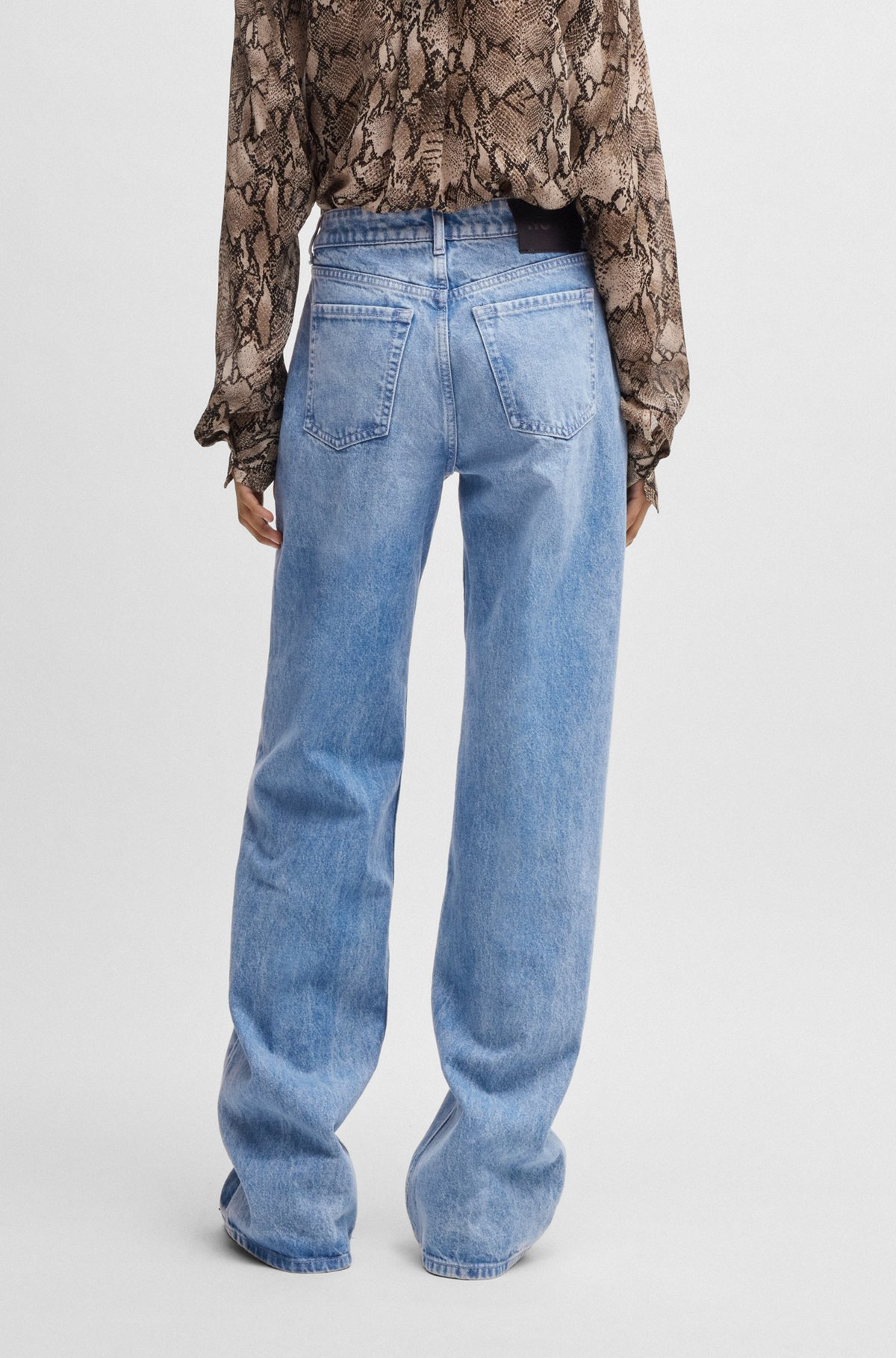 STRAIGHT-FIT JEANS IN BRIGHT-BLUE RIGID DENIM - 4