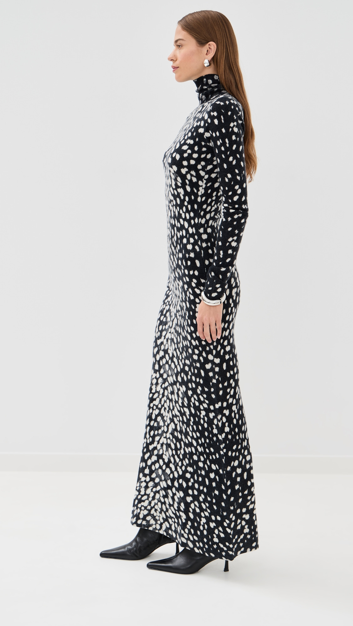 The Camille Hand Printed Cashmere Turtleneck Dress - 3