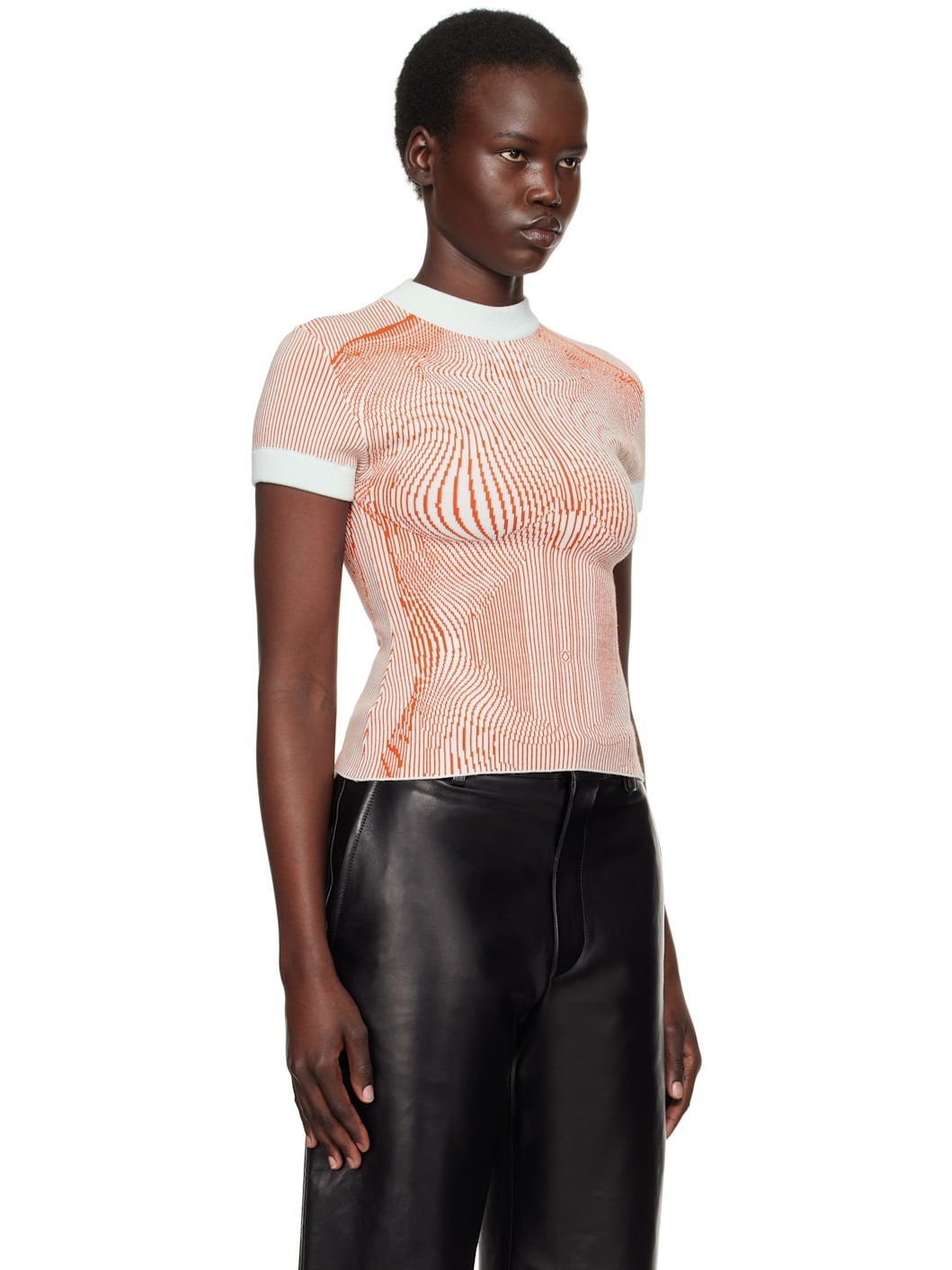 Orange & Green 'The Morphing Pinstripes Jacquard' T-Shirt - 2