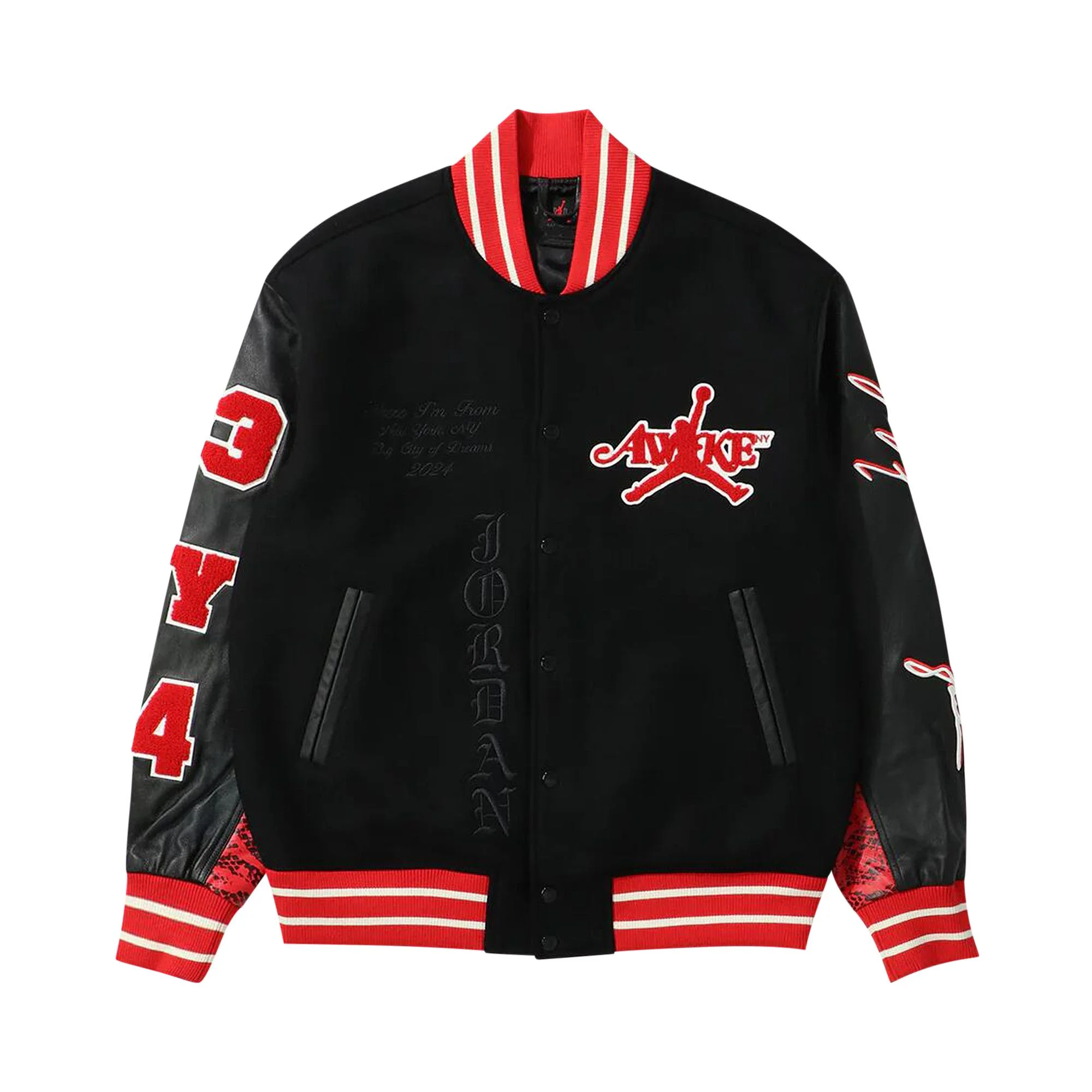 Air Jordan x Awake NY Varsity Jacket 'University Red/Black' - 1