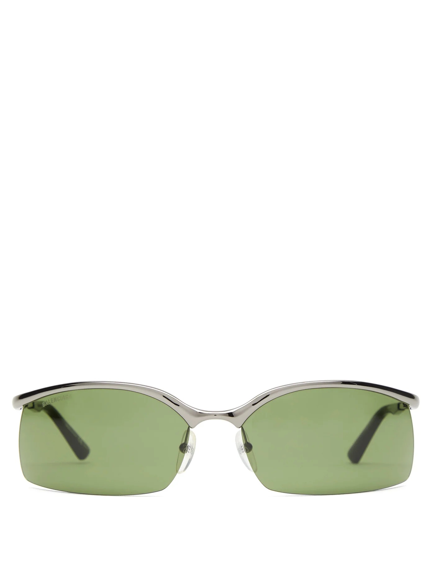 Rectangular half-frame metal sunglasses - 1