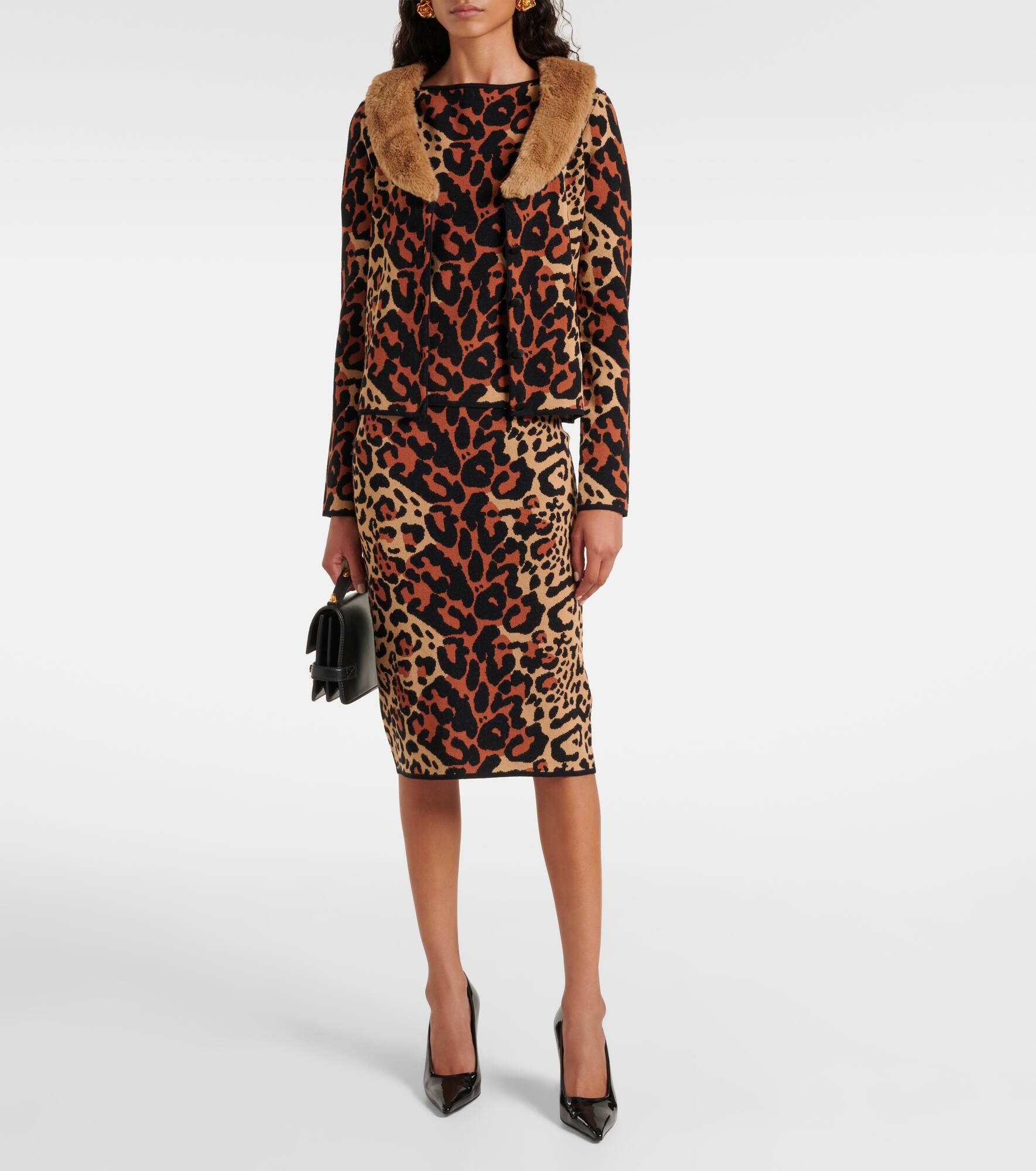 Leo leopard-print jacquard pencil skirt - 2