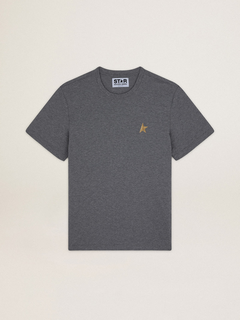 Men's mélange gray T-shirt with gold star on the front 1