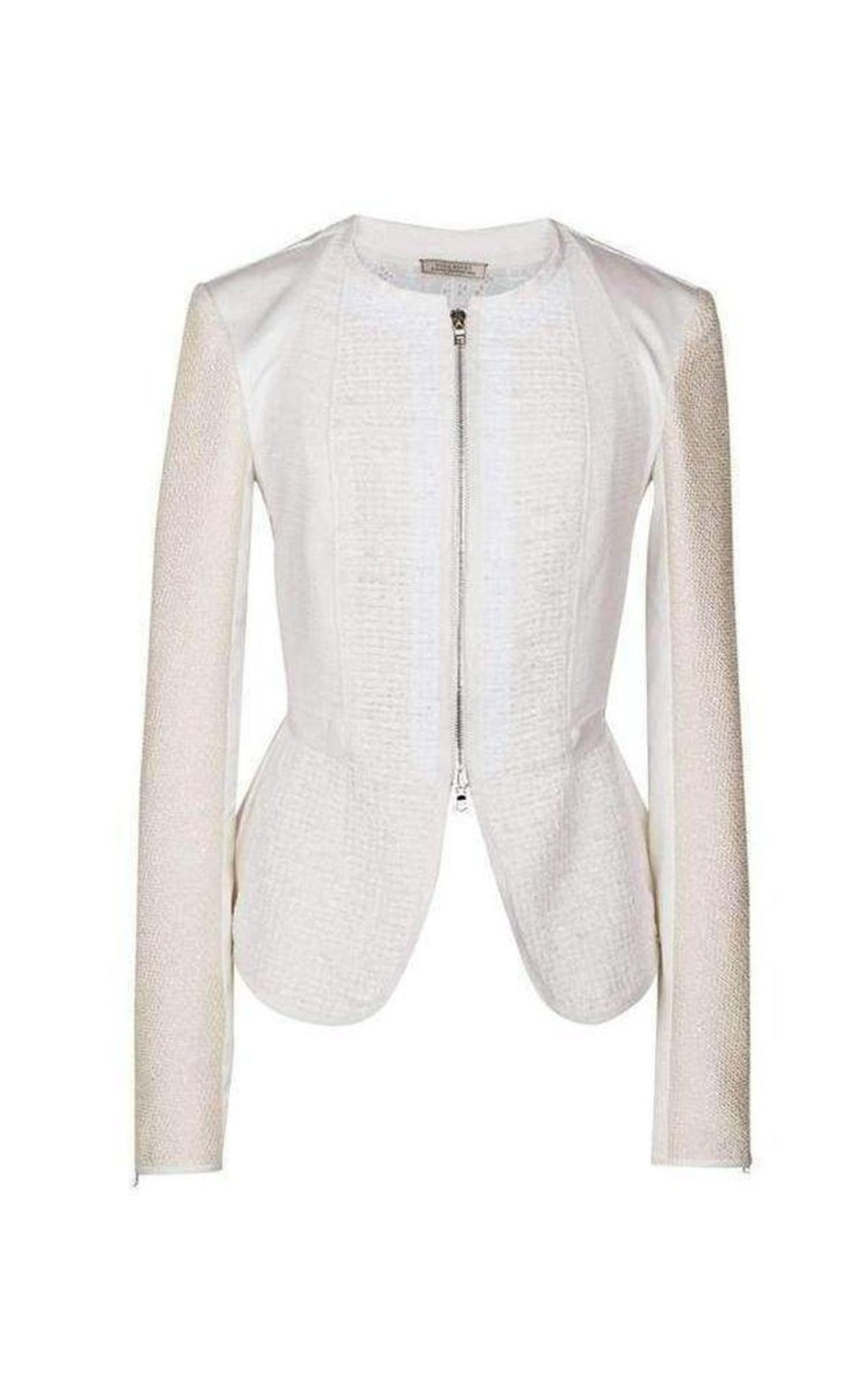 White Tailored Cotton Lace Back Jacket - 1
