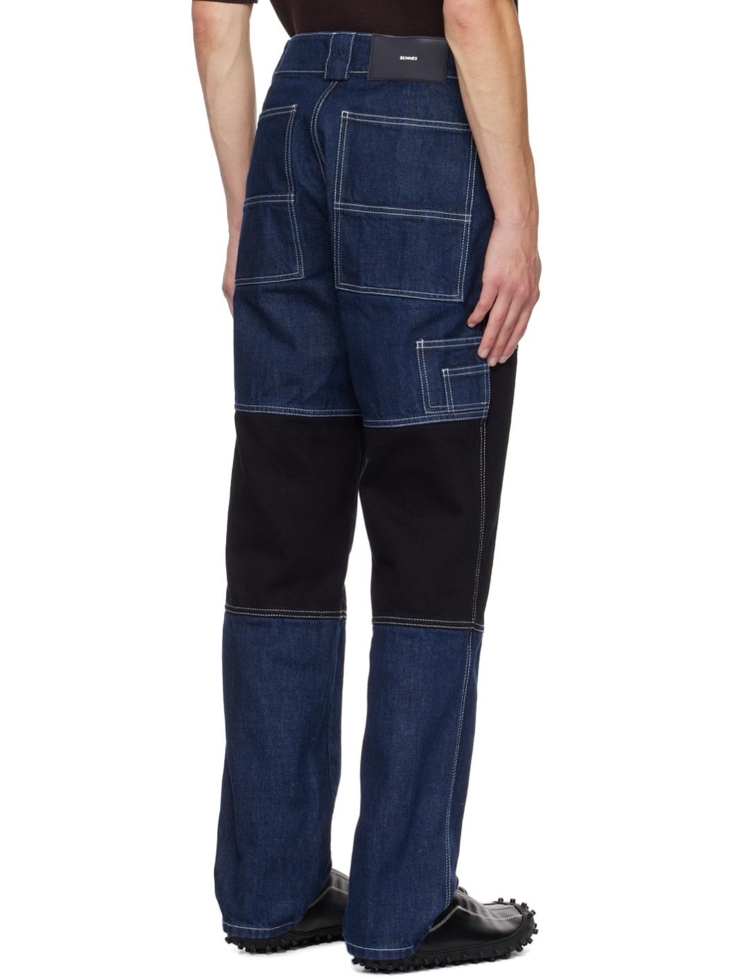 Blue Paneled Jeans - 3