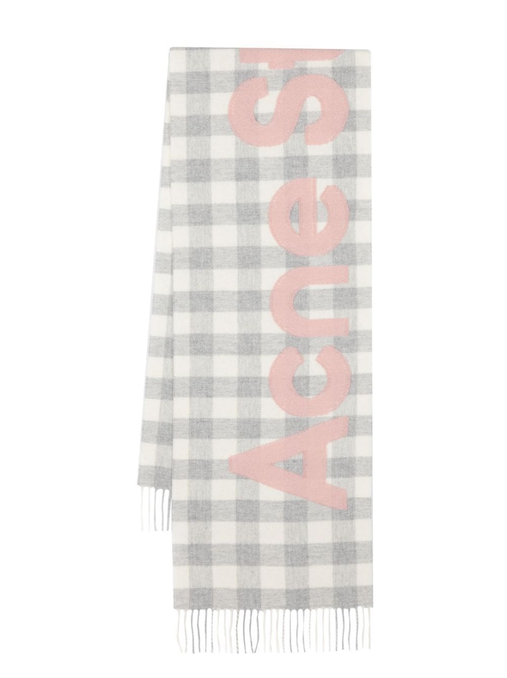 logo-patch checked wool scarf - 1