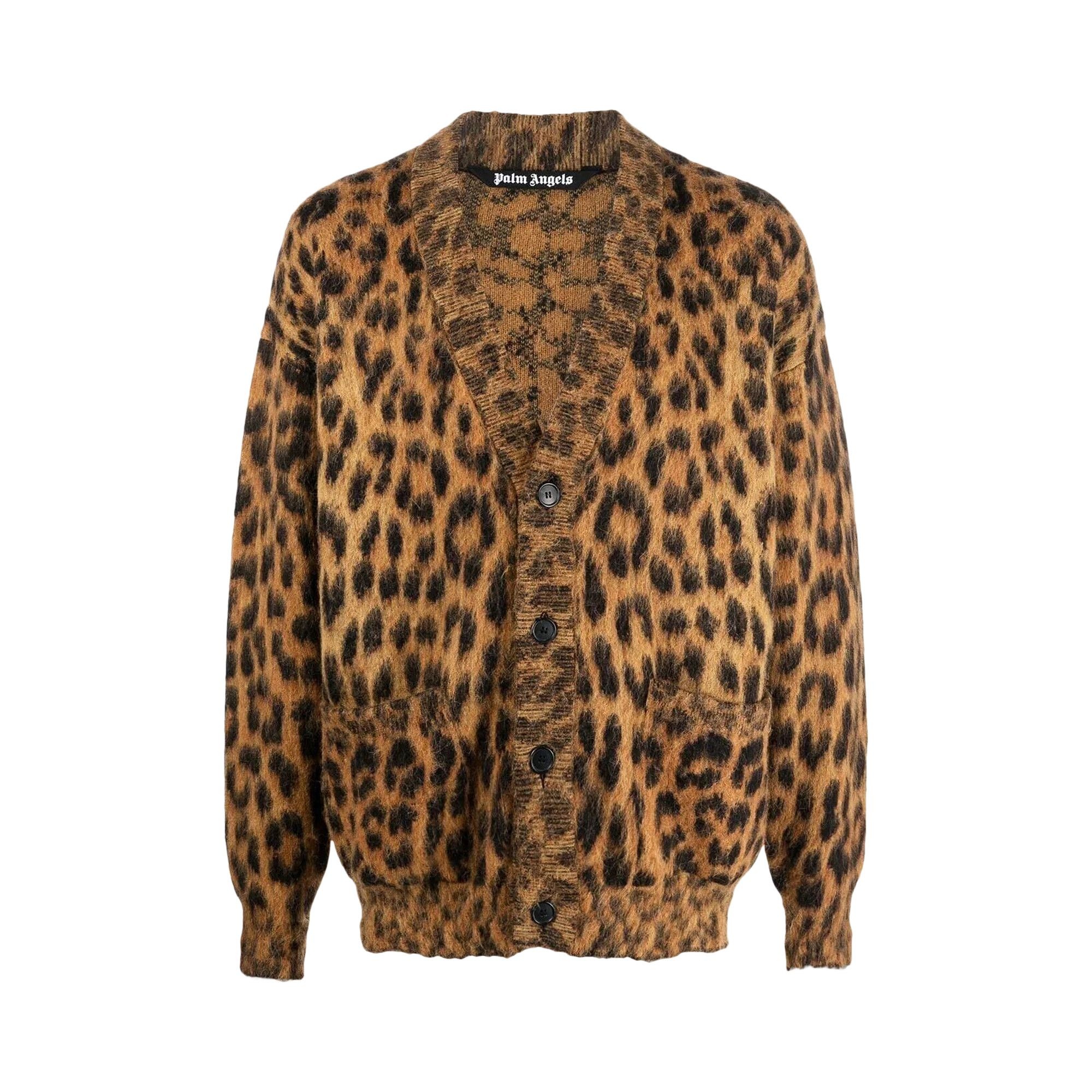 Palm Angels Animalier Brushed Cardigan 'Brown/Black' - 1