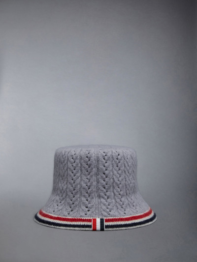 Thom Browne Wool Silk Cashmere Pointelle Stripe Bucket Hat outlook
