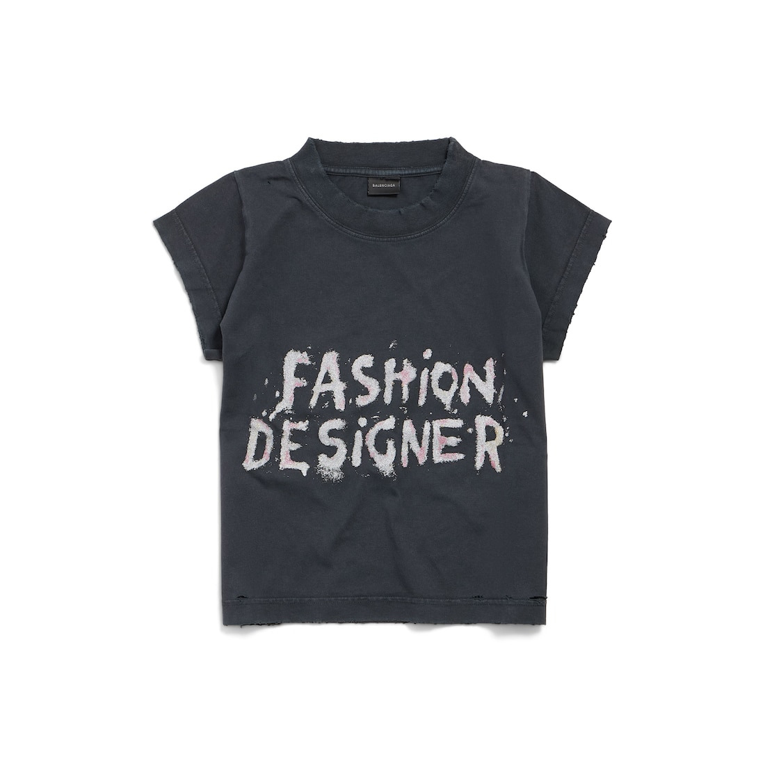 Women's Fashion Designer Shrunk T-shirt in Faded Black - 1