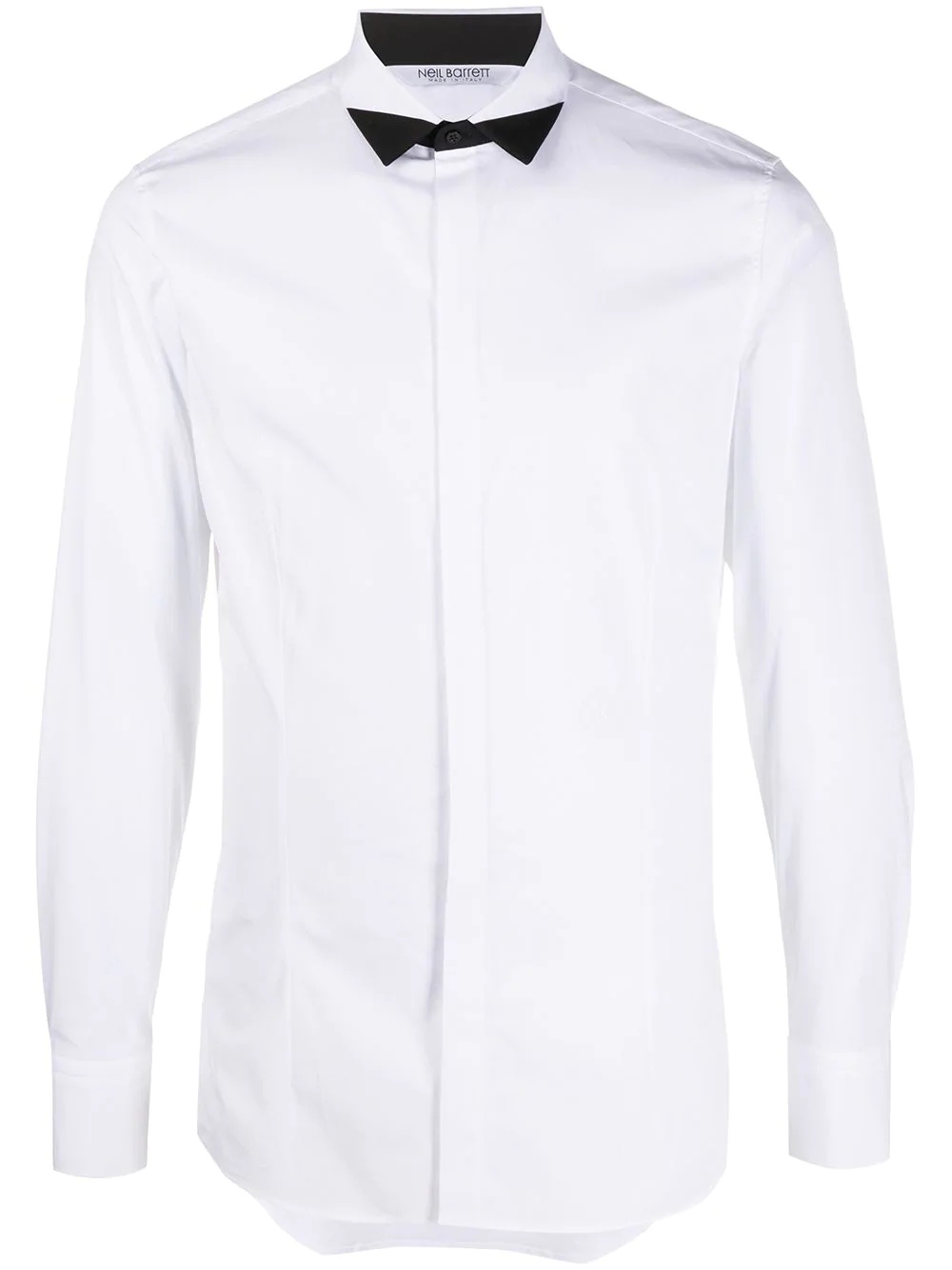 contrast pointed collar tuxedo shirt - 1