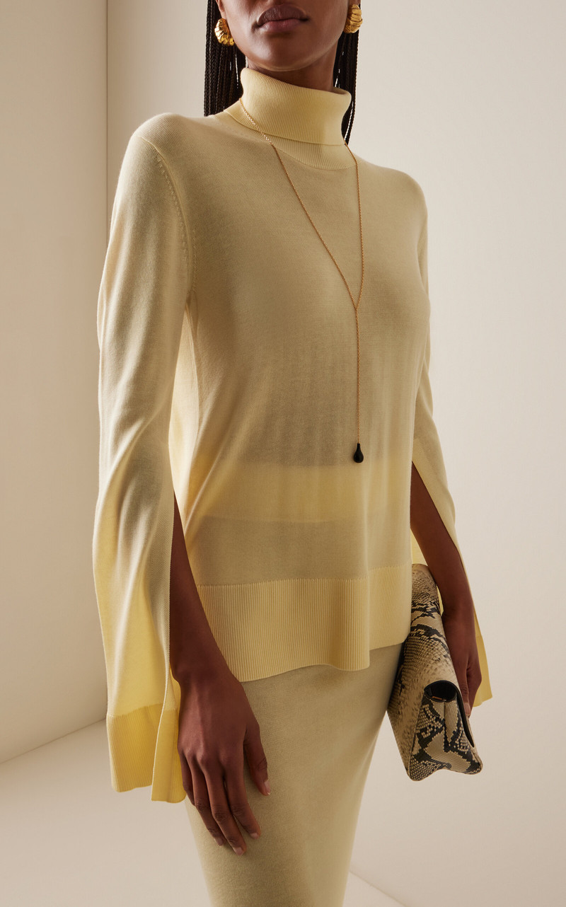 TOTEME Stretch-Cashmere Turtleneck Top yellow outlook