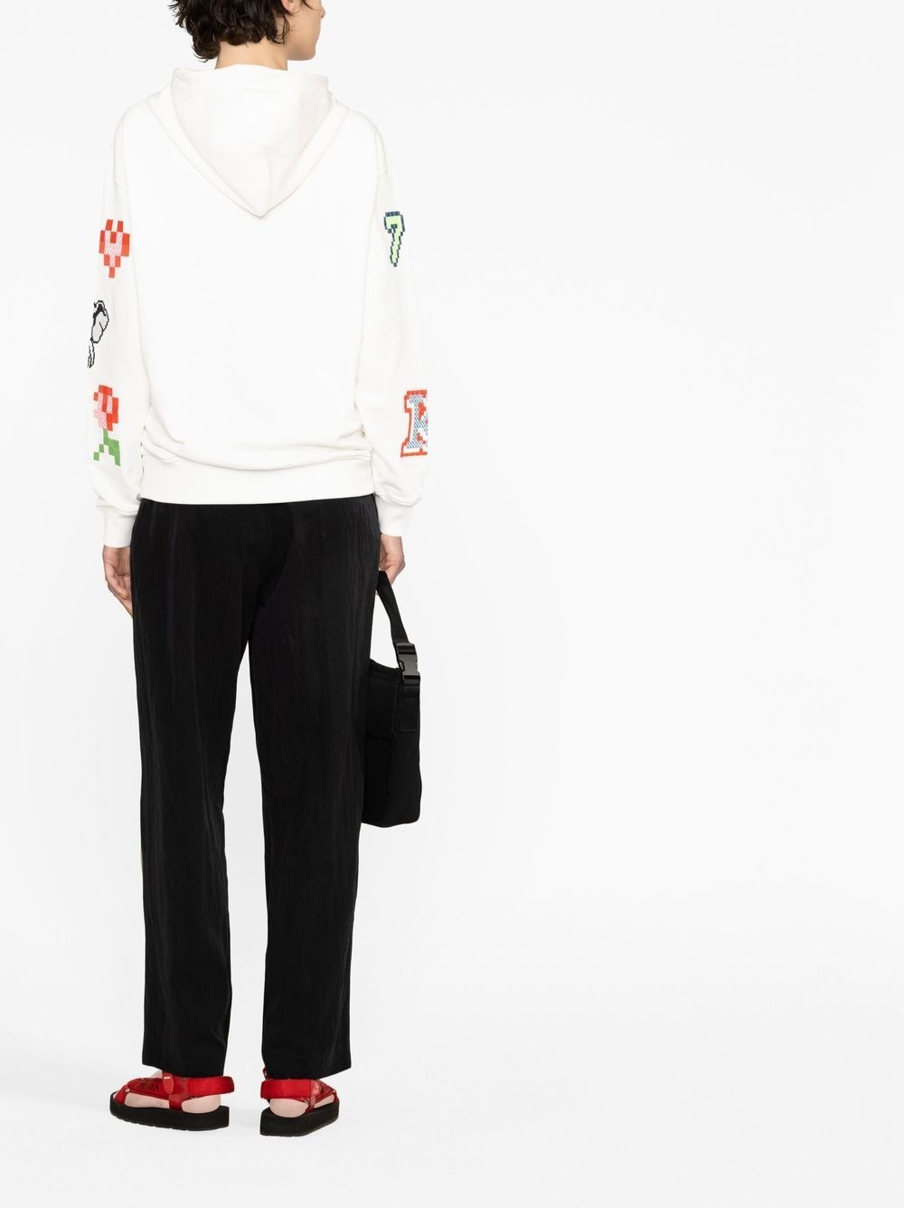 graphic print drawstring hoodie - 4