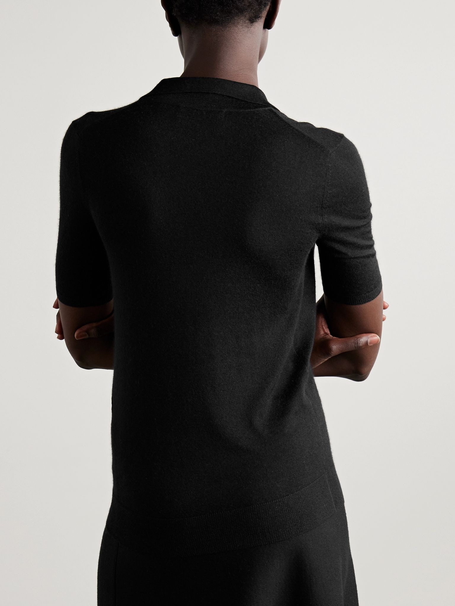 Frank cashmere and silk-blend polo shirt Black - 4
