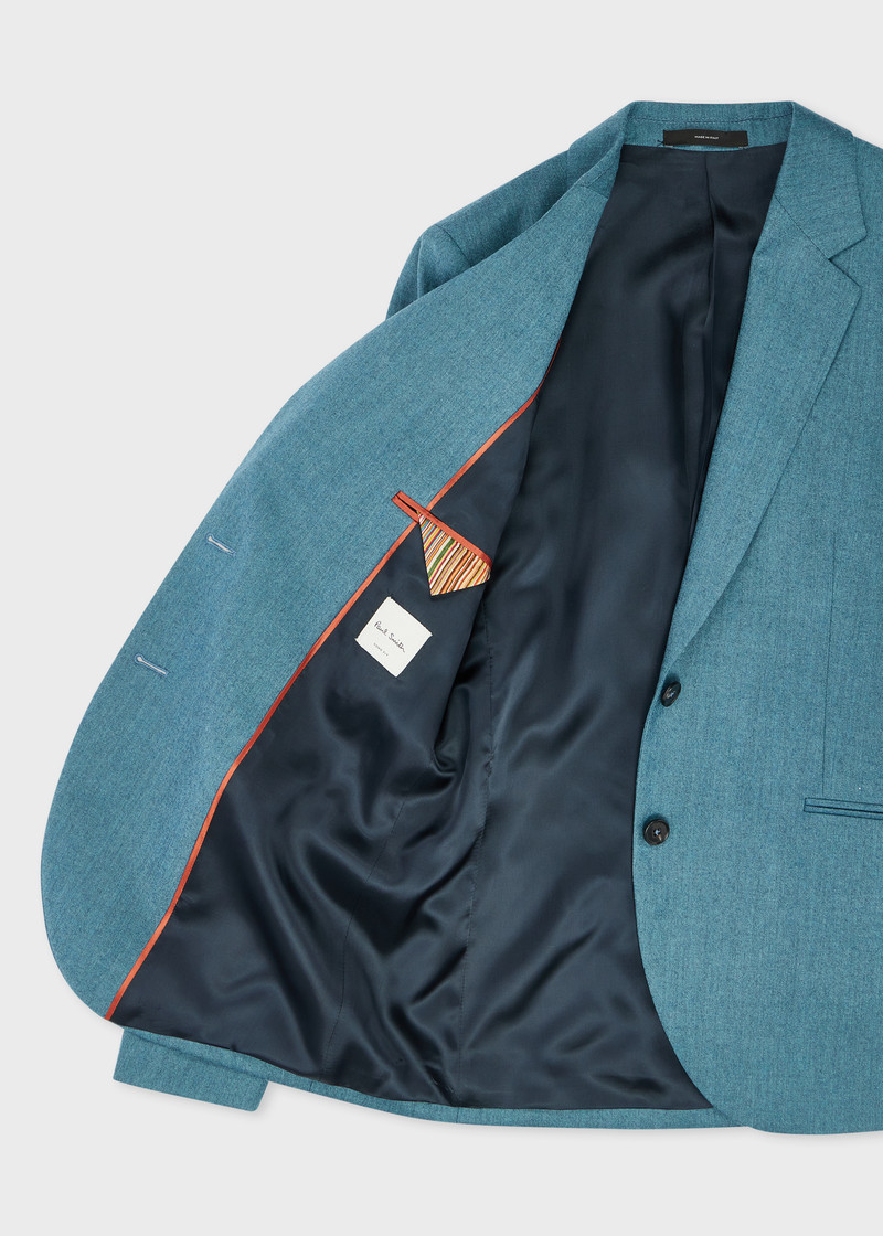 Women's Teal Wool-Cashmere Flannel Blazer 4