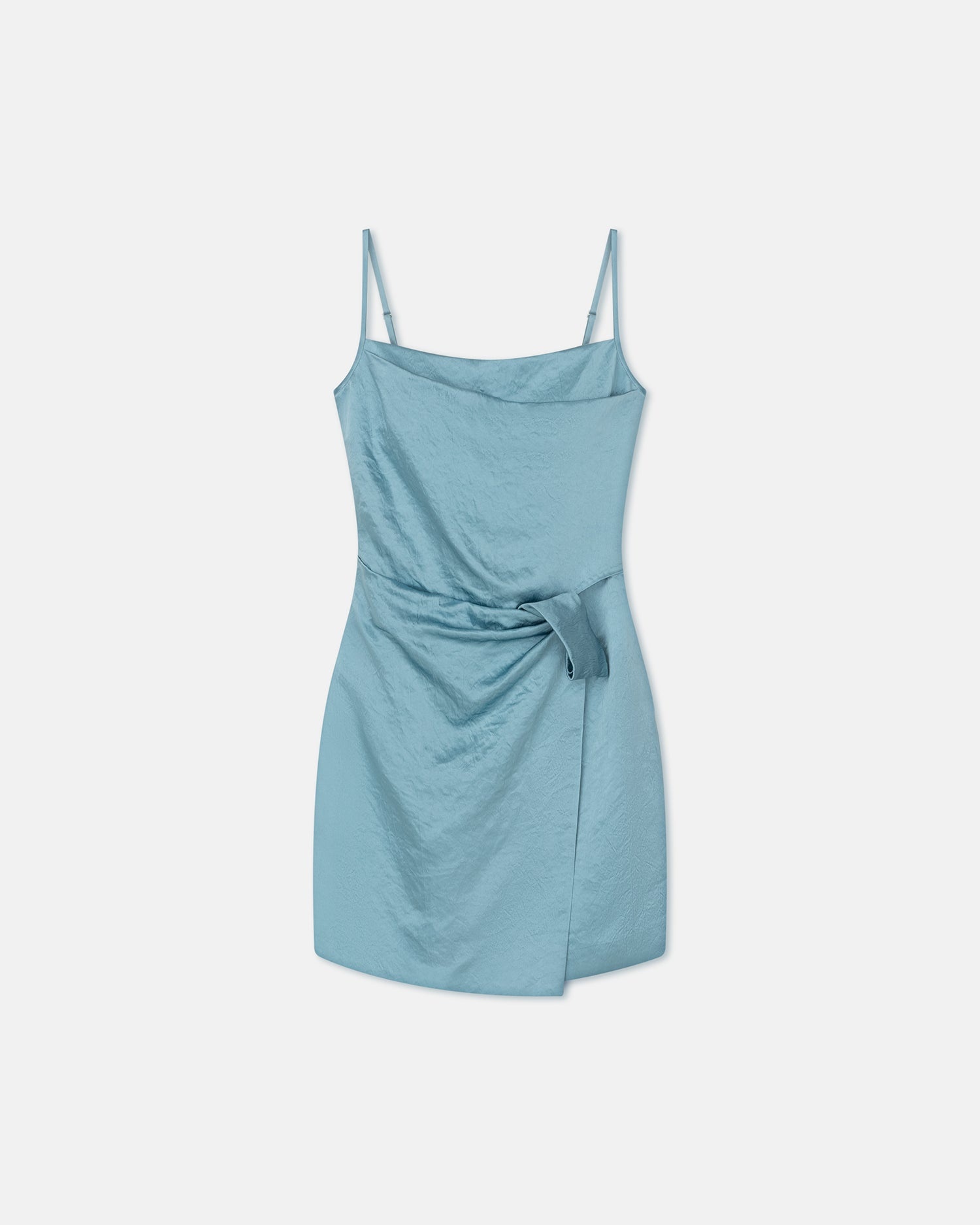 Ruched Crinkled-Satin Mini Dress - 1