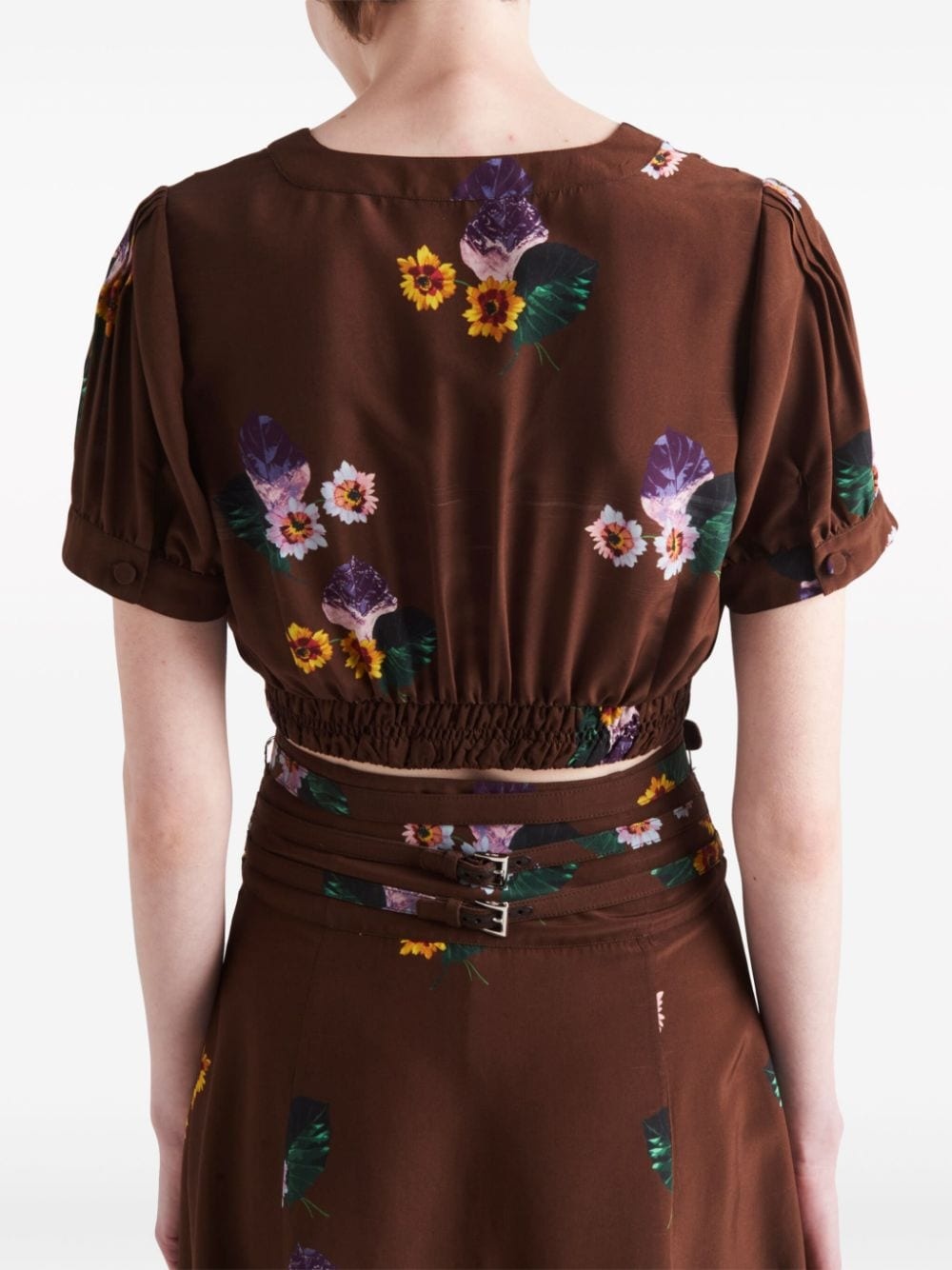 floral-print cropped top - 3