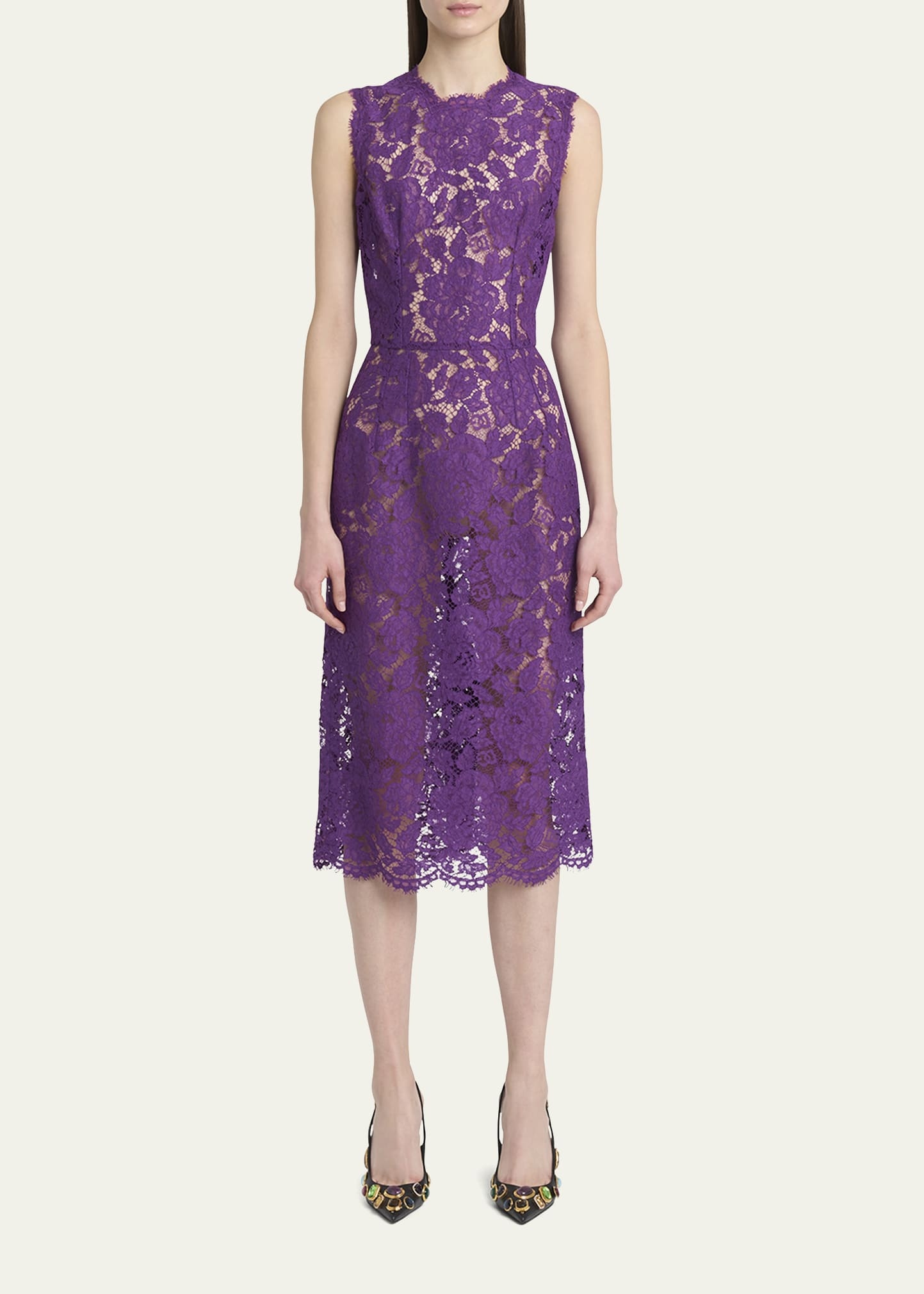 Floral Lace Midi Dress - 2