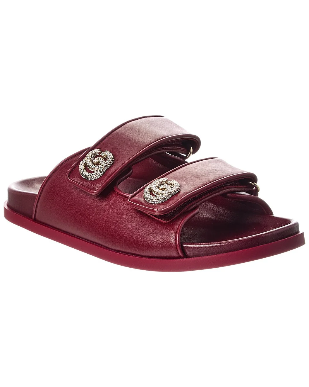 Gucci Crystal Double G Leather Sandal - 1