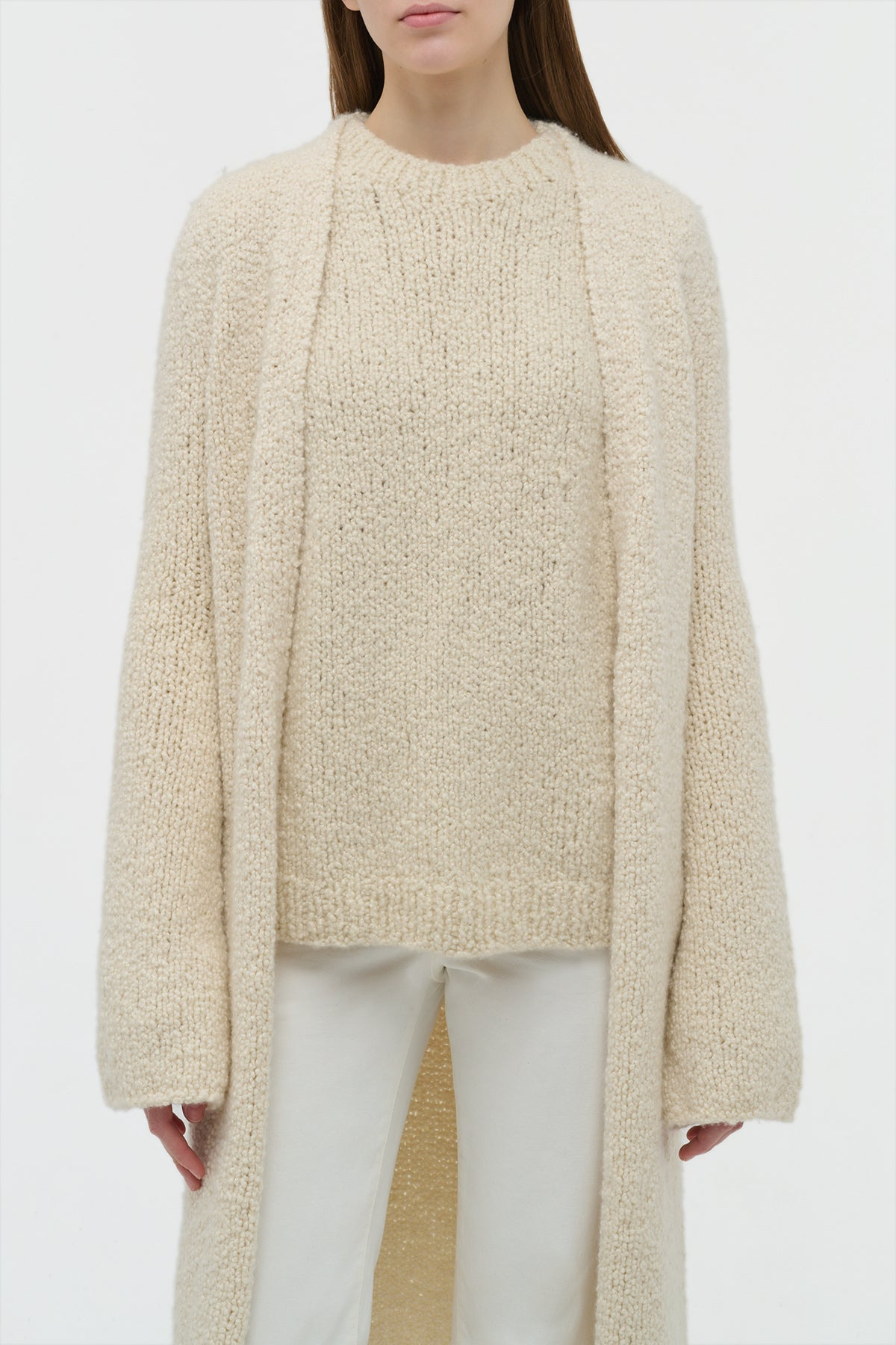 Uxia Knit Cardigan in Ivory Cashmere Boucle - 5
