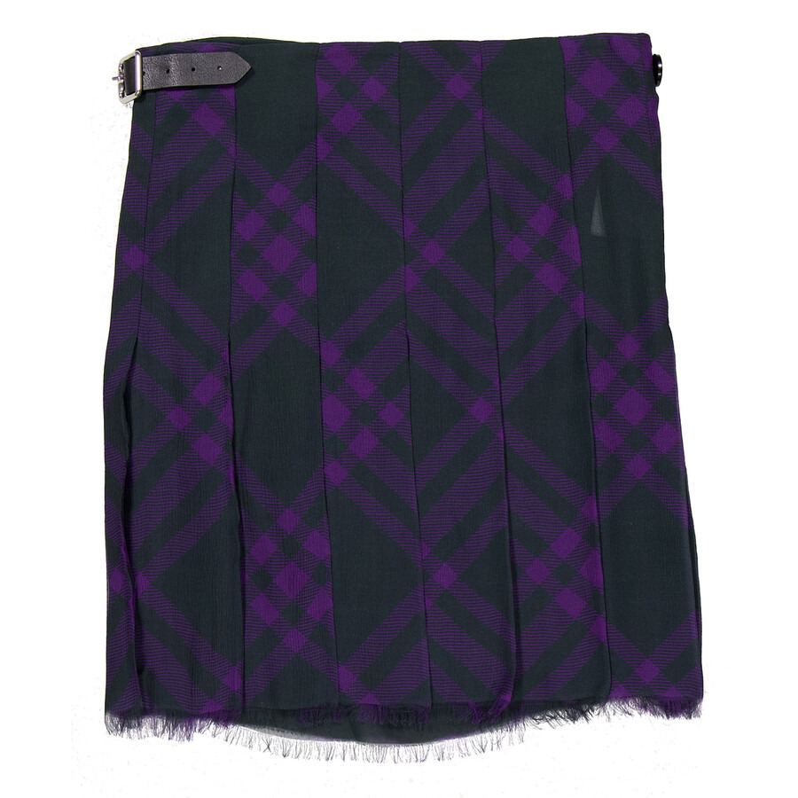 Burberry Wrap- Belt Check-Pattern Frayed Skirt - 7