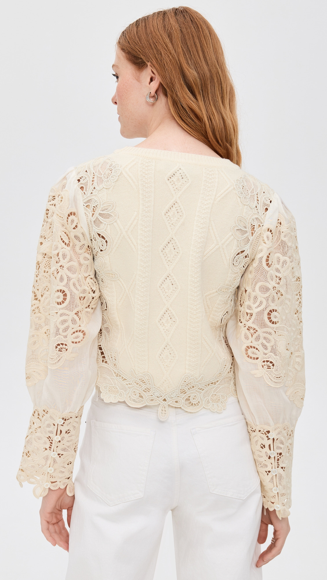 Vania Lace Combo Sleeve Sweater - 2