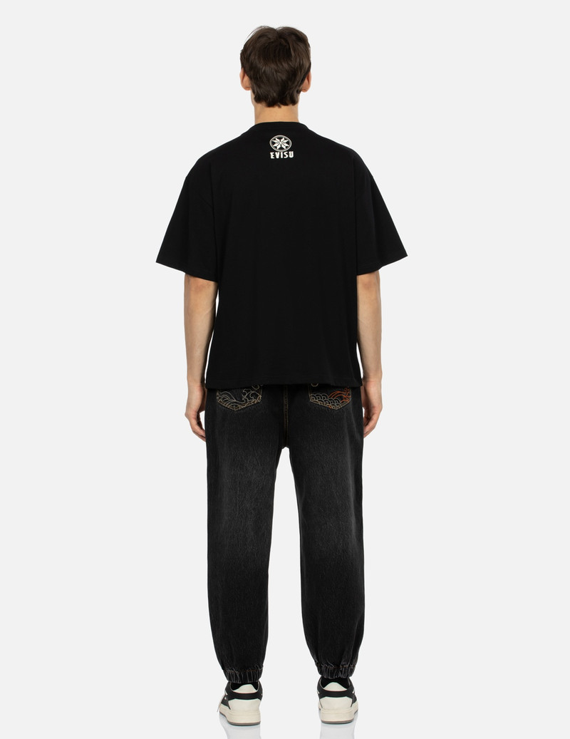 FAIR ISLE PATTERN SEAGULL EMBROIDERY WIDE-LEG DENIM JOGGER PANTS 5