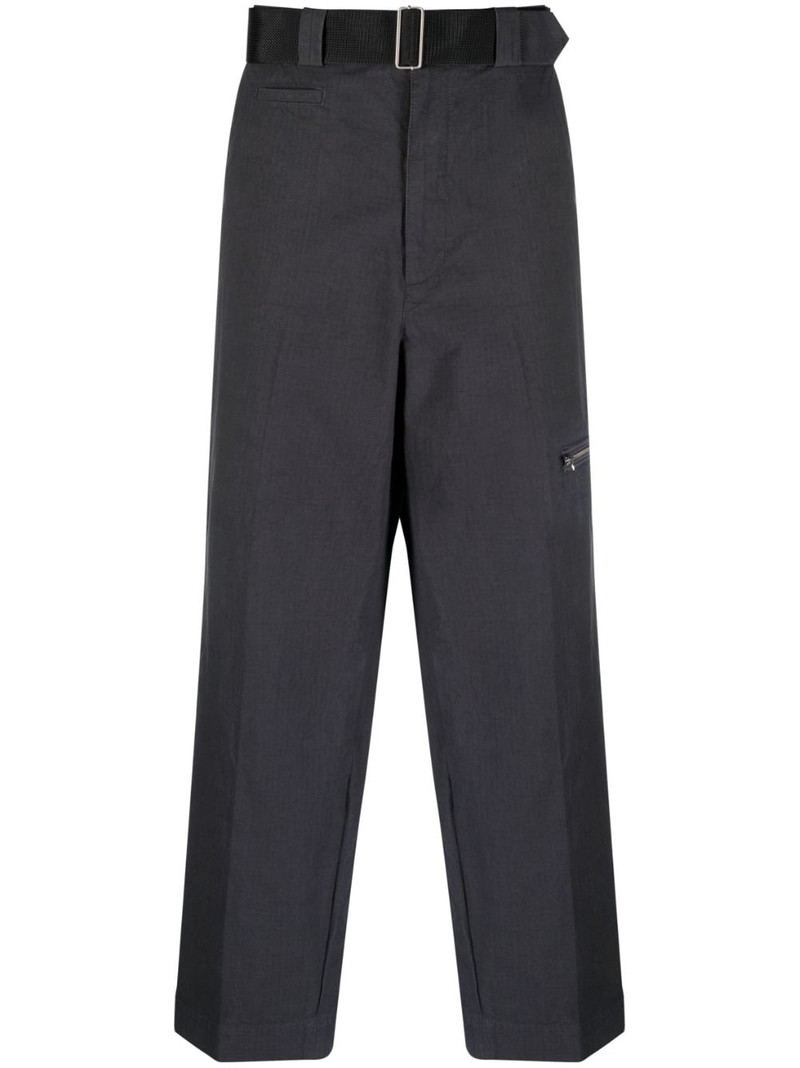 zip-detail cotton trousers 1
