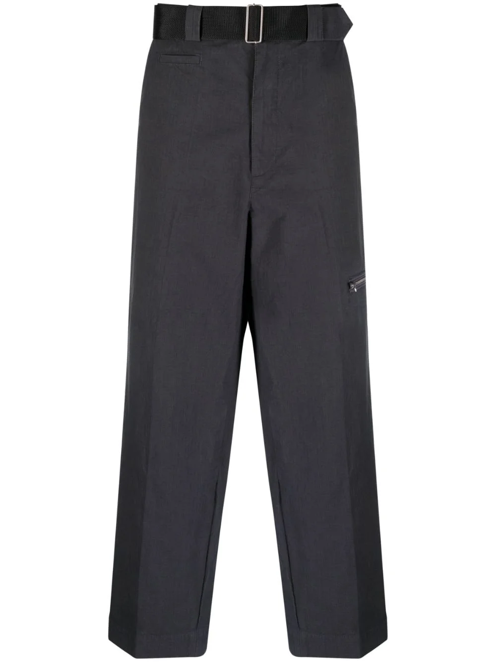 zip-detail cotton trousers - 1