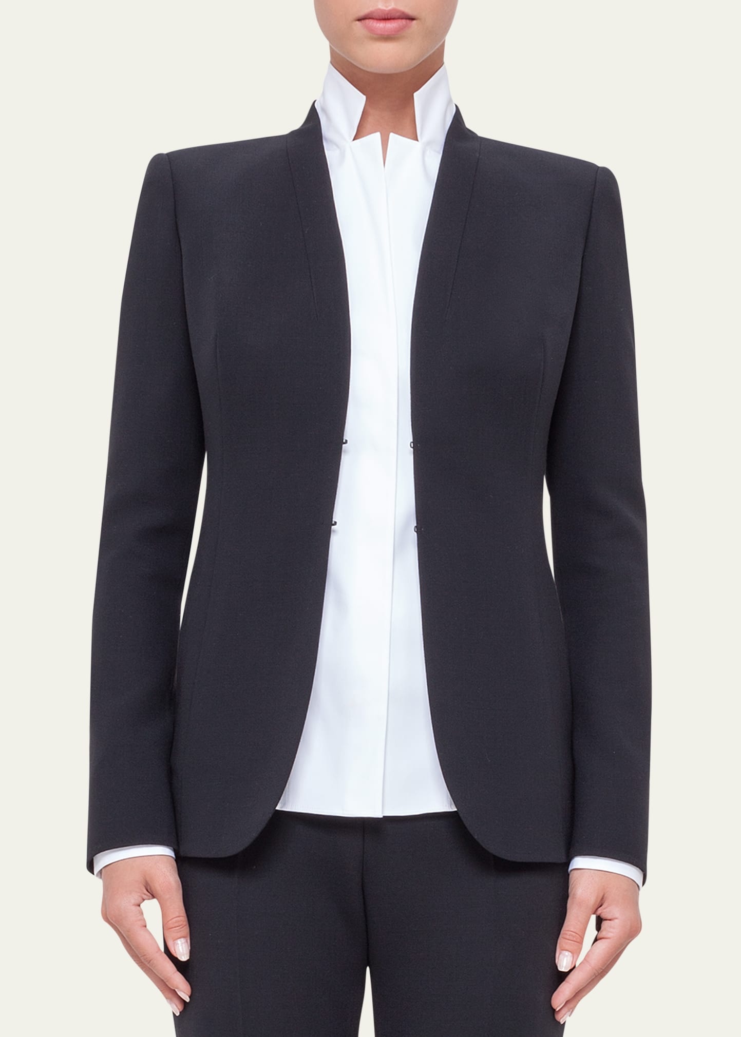 Shawl-Collar Wool Jacket - 1