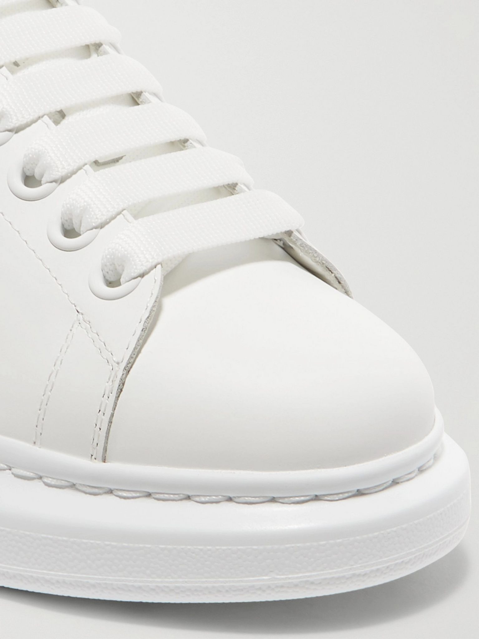 Suede-trimmed leather exaggerated-sole sneakers White - 4