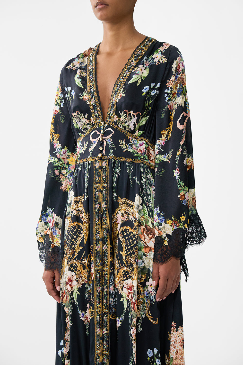 KIMONO SLEEVE DRESS WITH SHIRRING DETAIL - 5