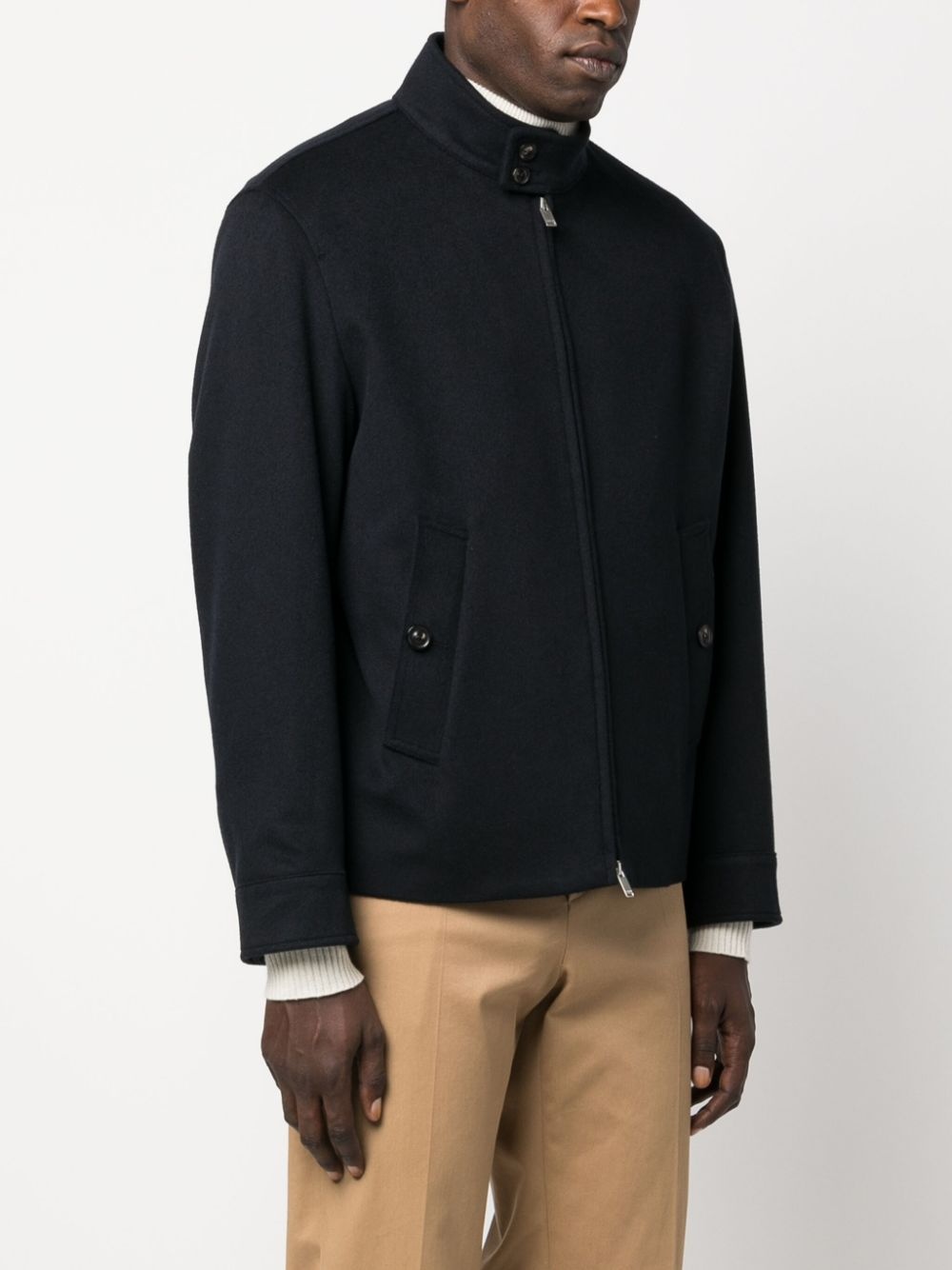 high-neck wool jacket - 3