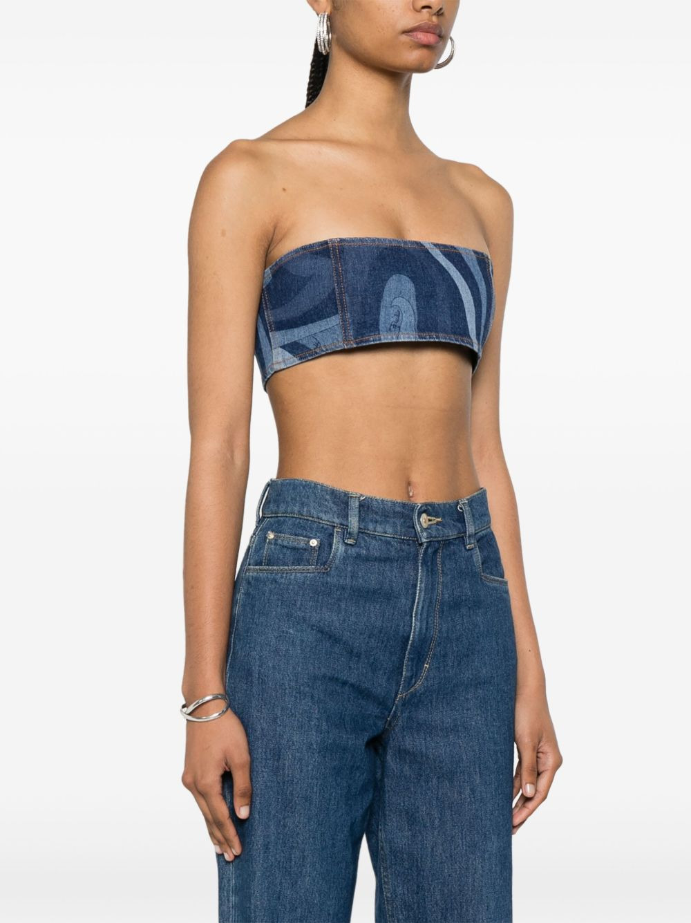 Marmo-print bandeau top - 3