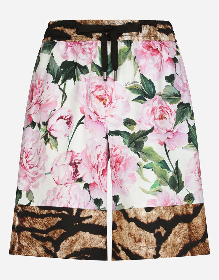 Floral-print stretch cotton jogging shorts - 3