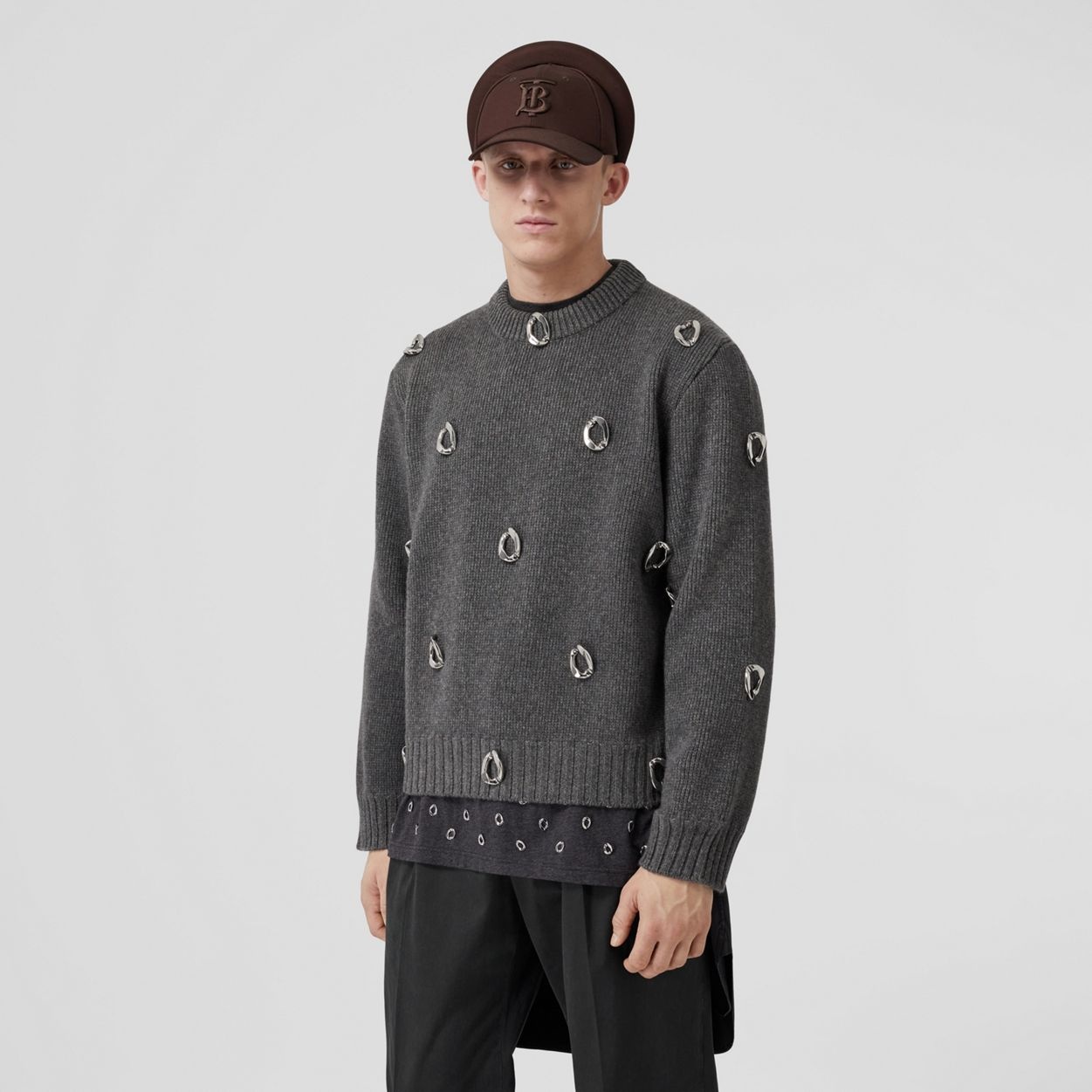 Chain-link Detail Cashmere Wool Sweater - 5