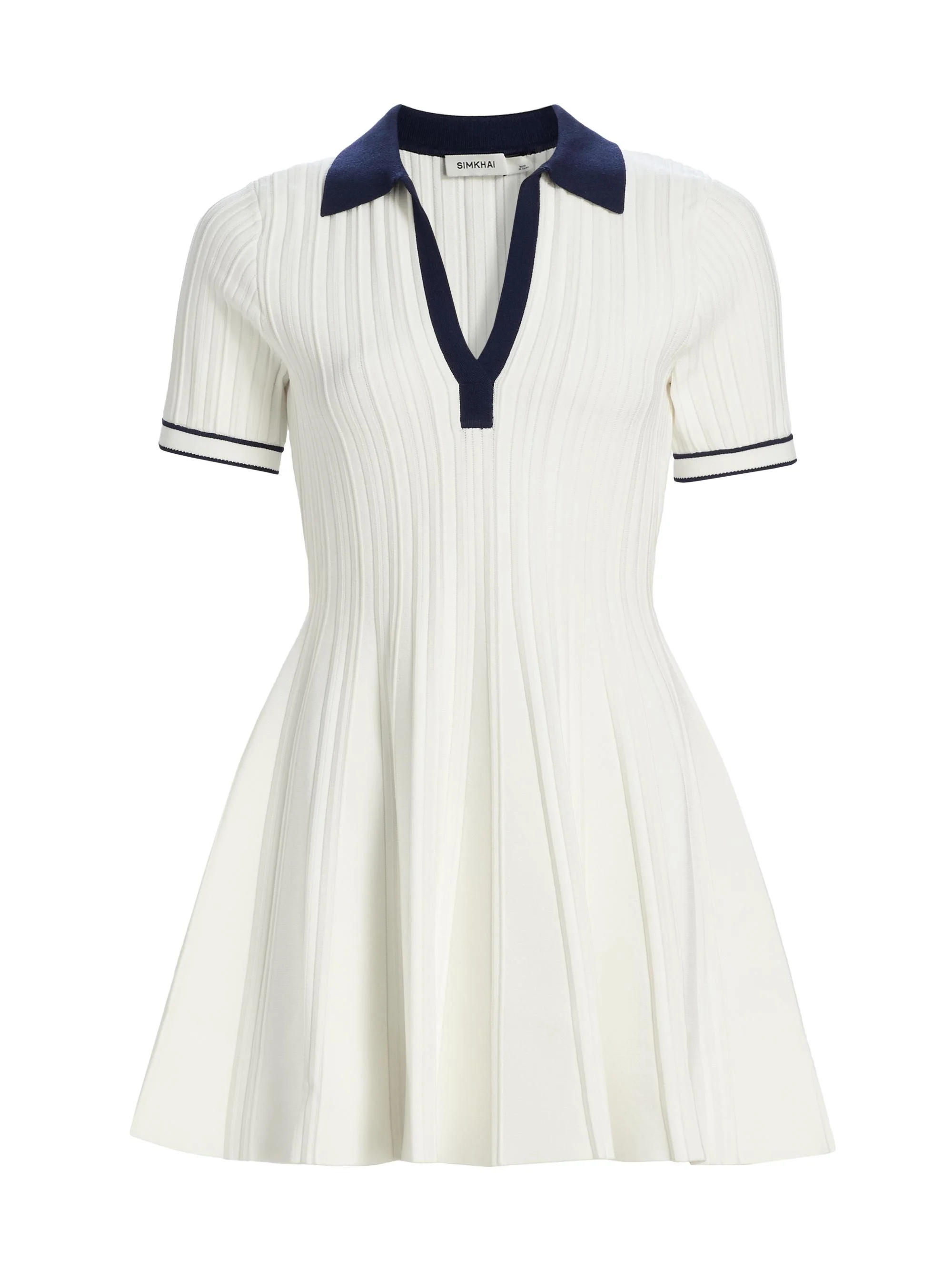 Women's Page Rib-Knit Polo Minidress - Ivory Multi - 1