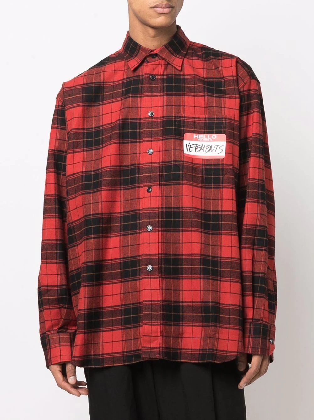 'Hello My Name Is' checked shirt - 4