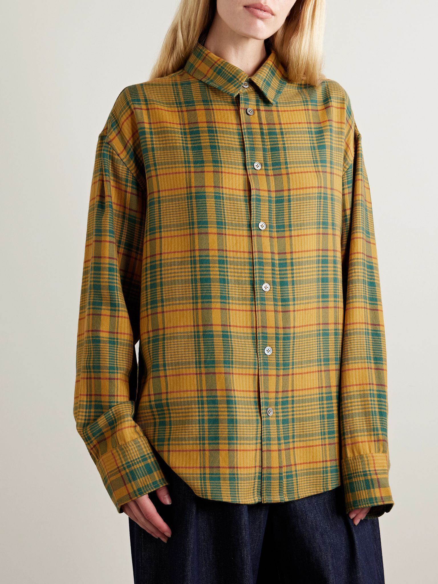 Checked cashmere and wool-blend shirt Multi - 3