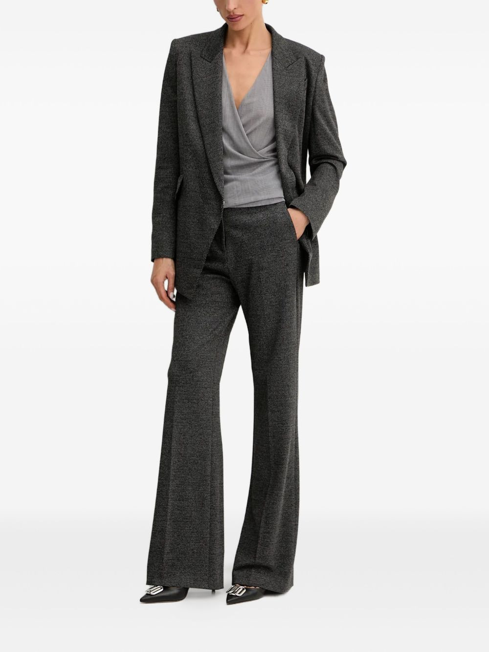 herringbone pleated trousers - 2