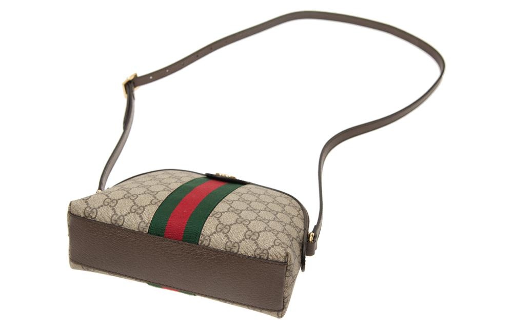 (WMNS) Gucci Ophidia Gold Logo Retro GG Stripe Webbing Canvas Shoulder Messenger Bag Small / Brown 4 - 4