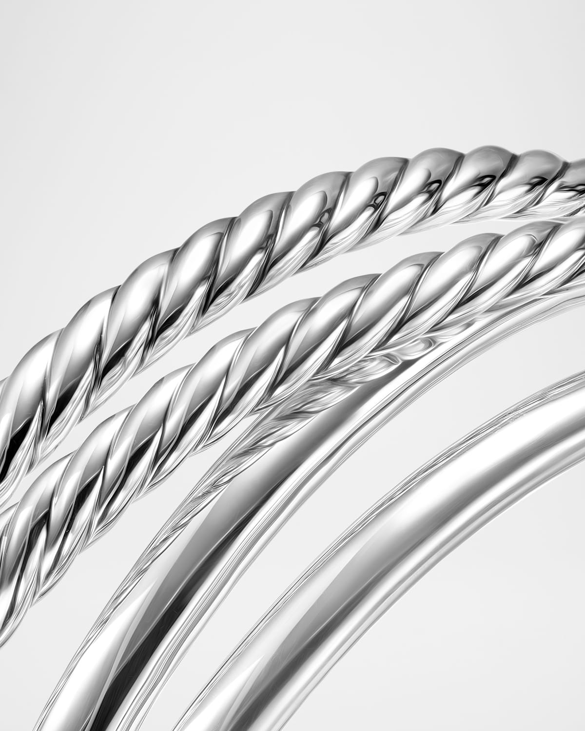 Crossover 5 Row Cuff Bracelet in Silver, 25mm - 4