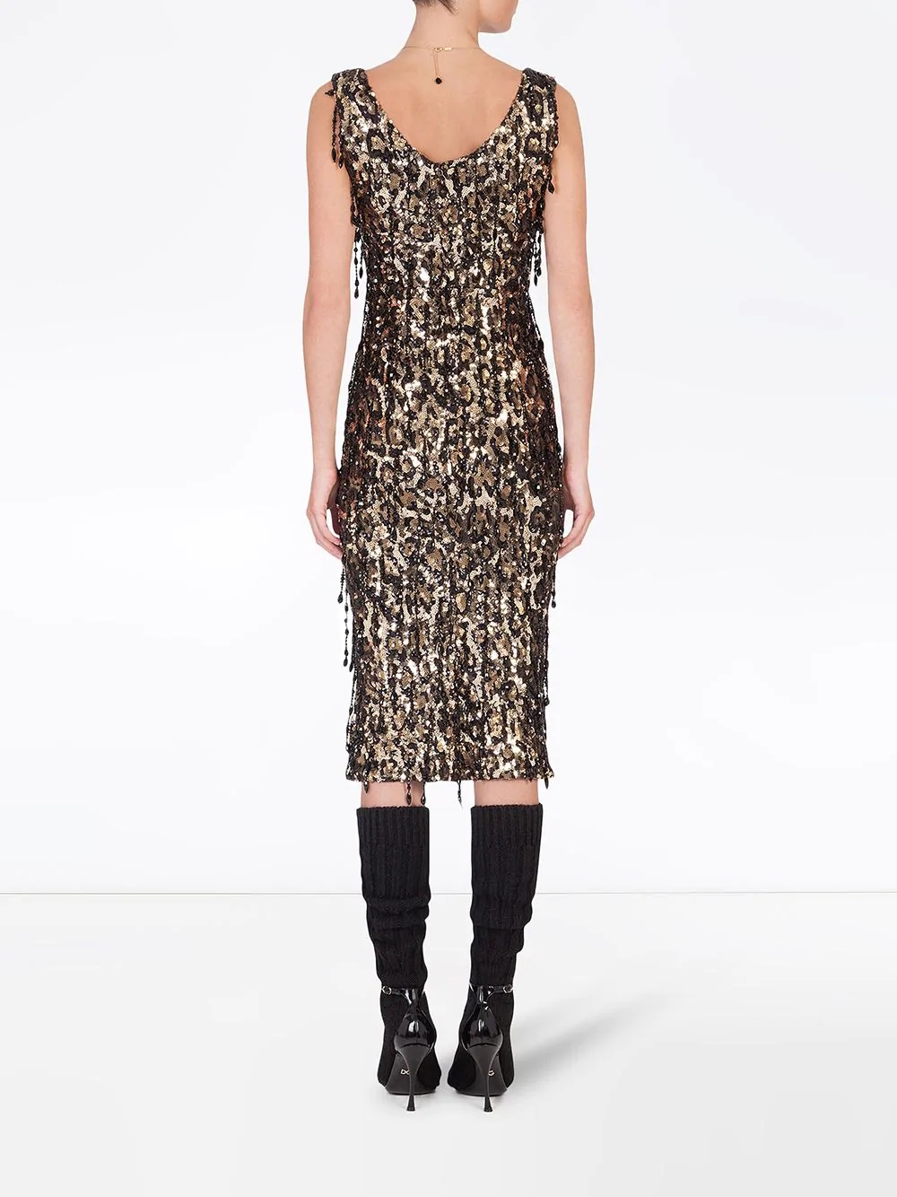 leopard sequin-embellished sheath dress - 4