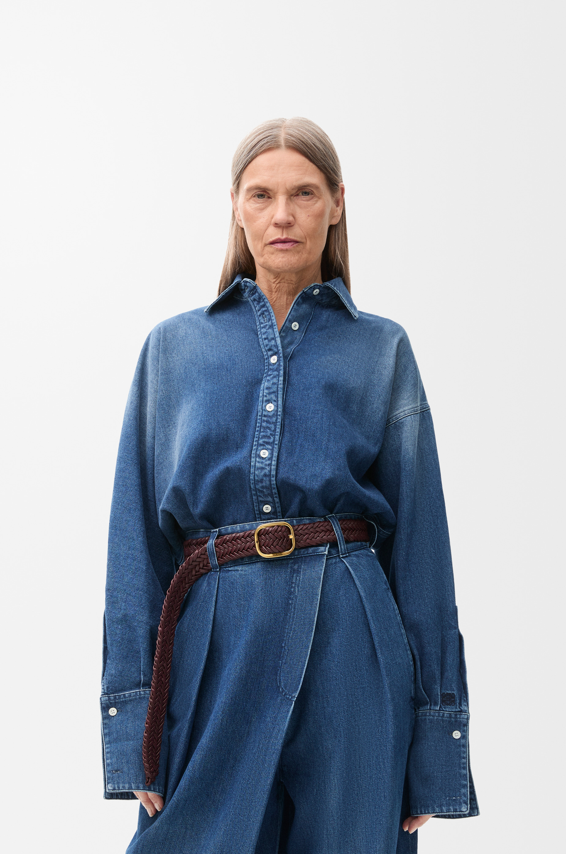 Rounded soft woven belt in calfskin - 2