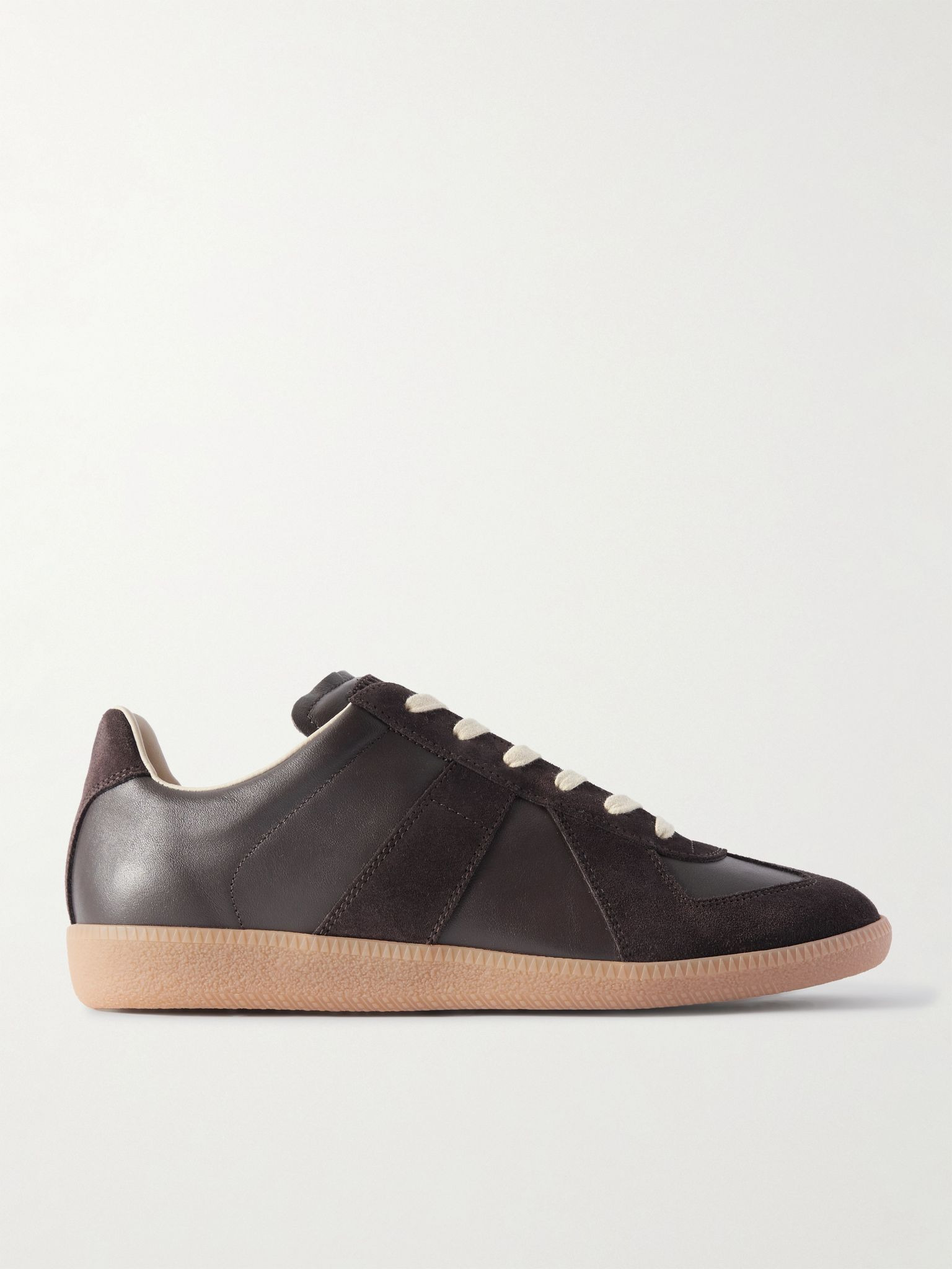 Replica Leather and Suede Sneakers Dark brown - 1