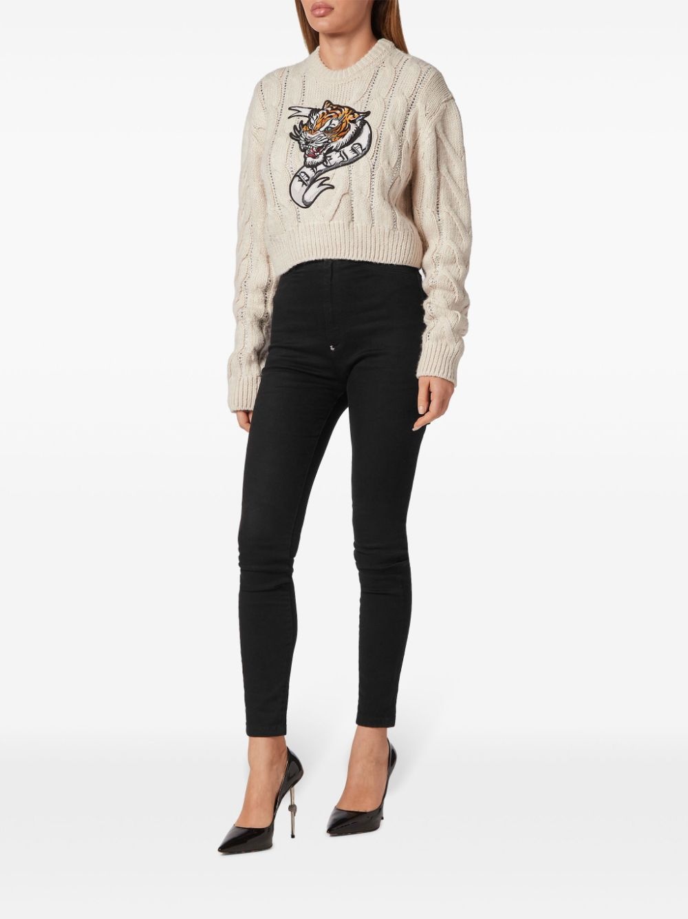 Tattoo cropped wool jumper - 2