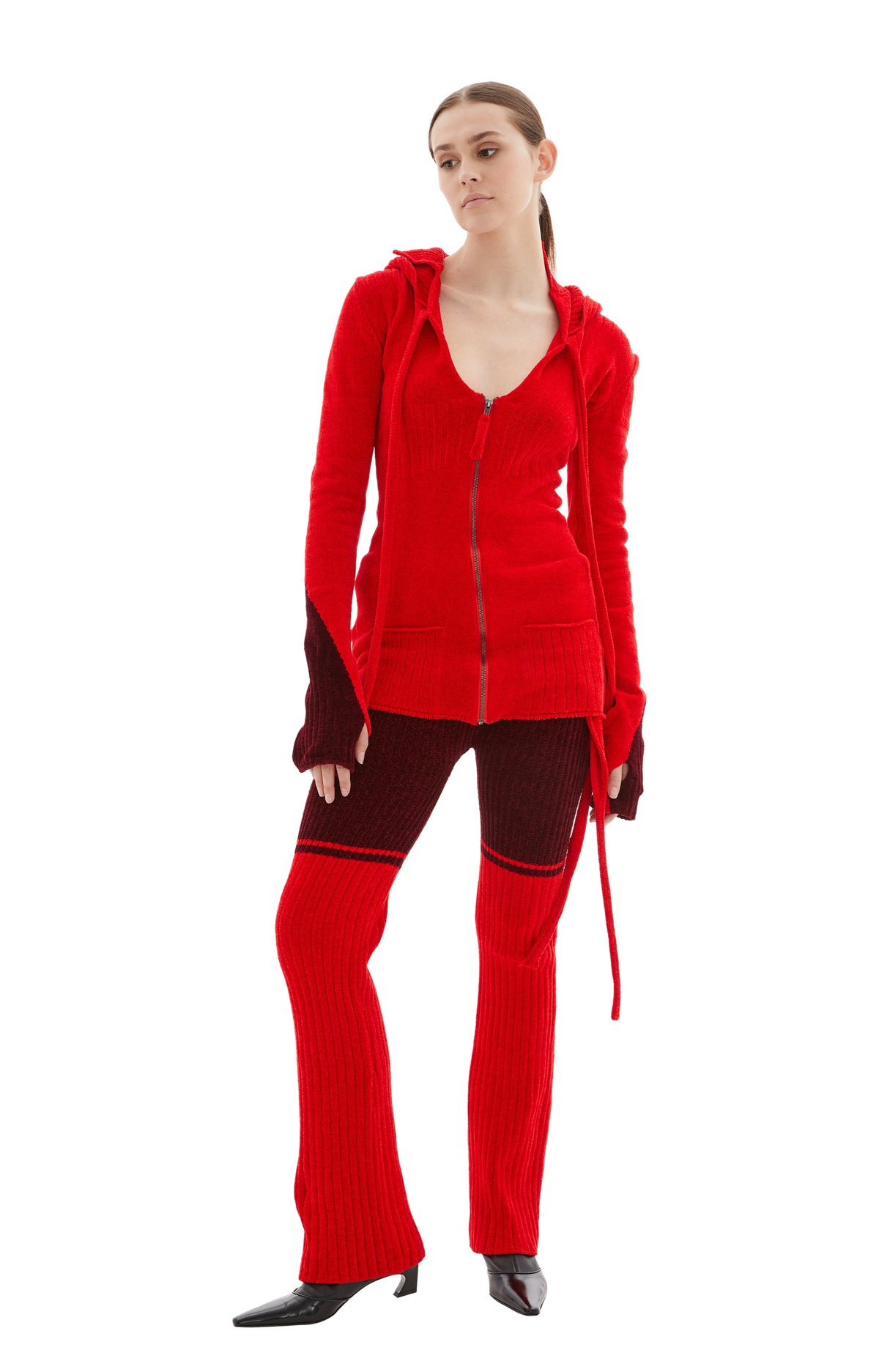 KNIT CARDIGAN (RED) - 1