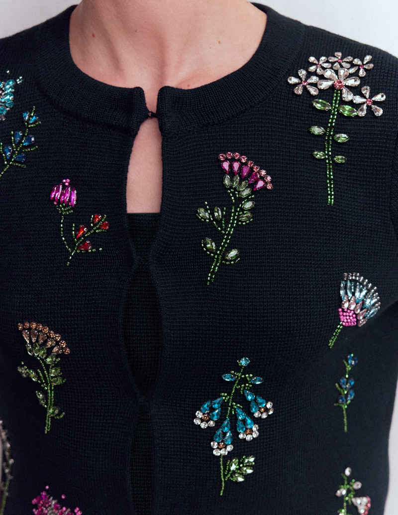 Embellished Knit Cardigan-Navy 3