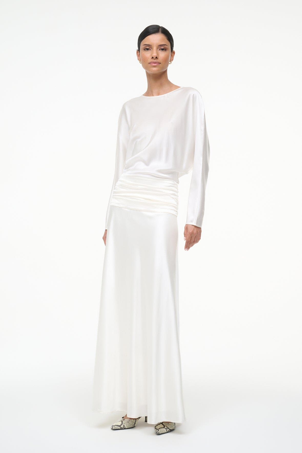STAUD FREDA SILK DRESS IVORY - 2