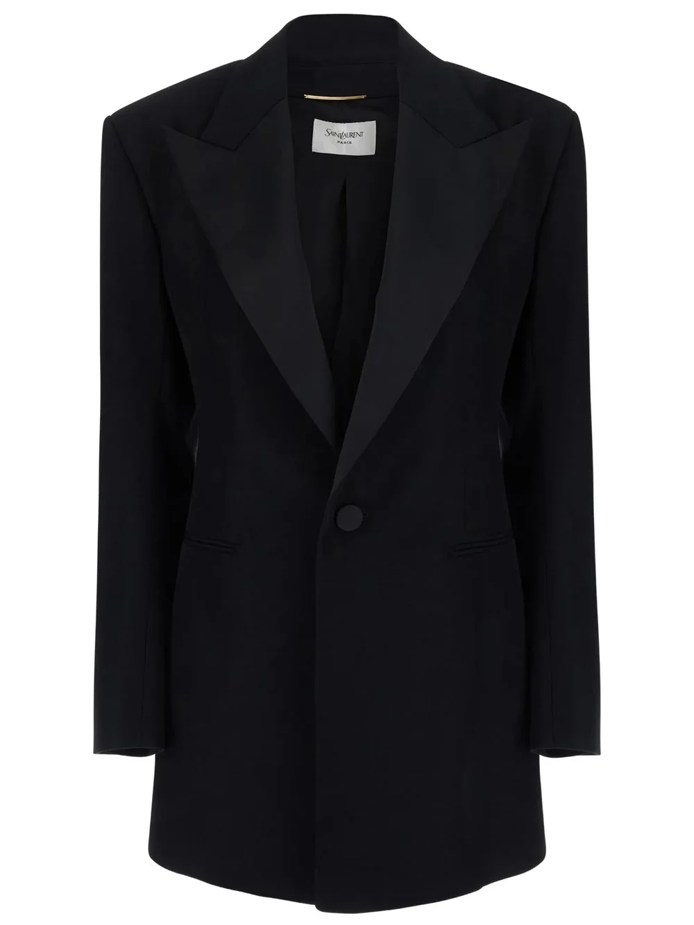 Single-breasted Tuxedo Jacket in Grain de Poudre - 1