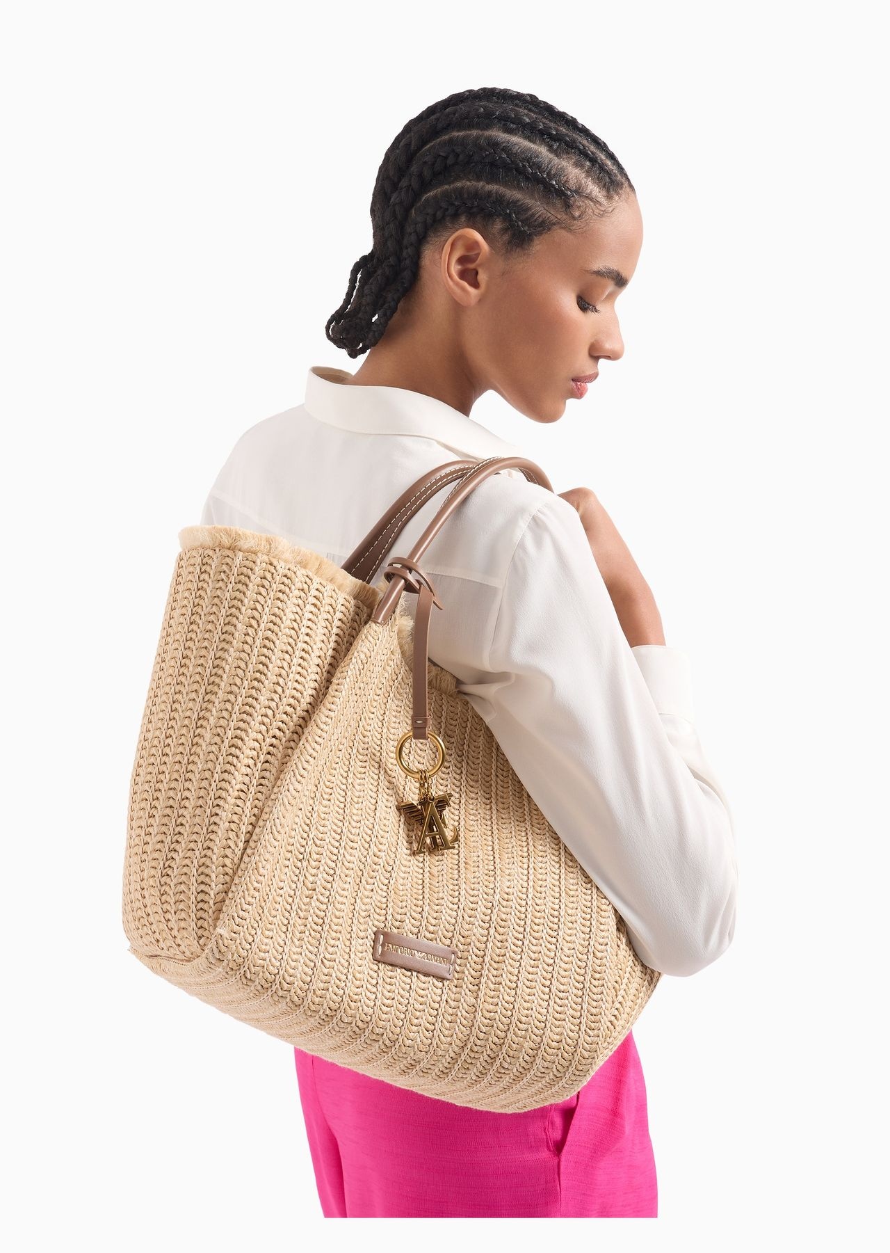 Emporio armani straw bag hotsell